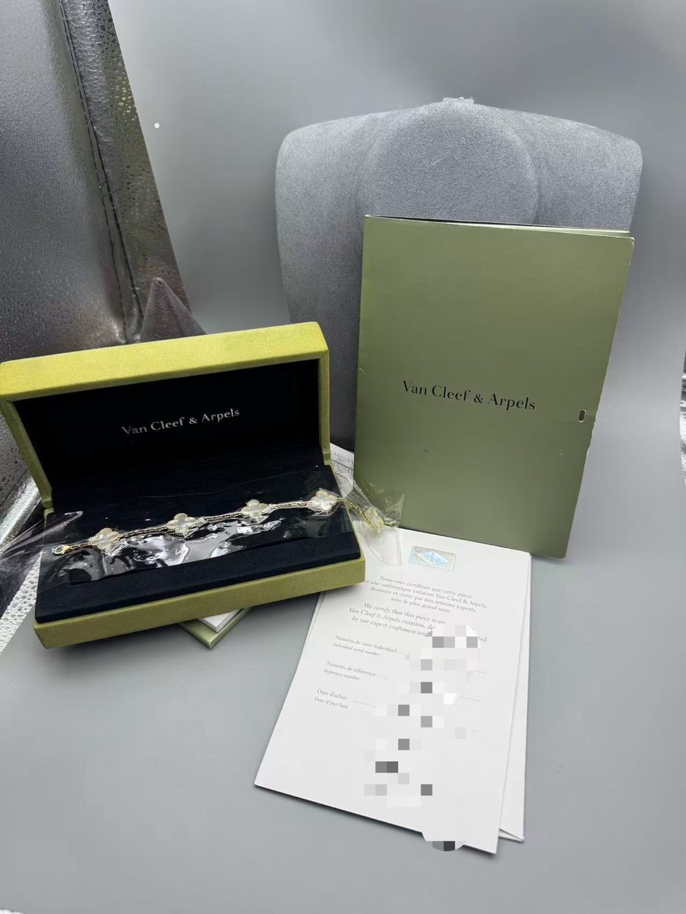 Van Cleef & Arpels Mother-of-Pearl Clover Bracelet with Yellow Gold Accents